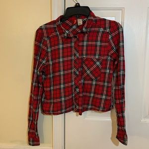 Cropped flannel shirt